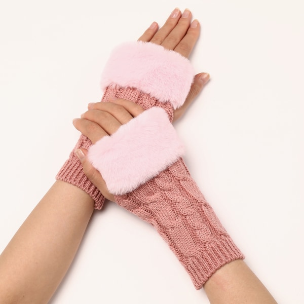 Naisten pitkät sormettomat hanskat neulotut talven lämpimät Aarmers kääntyvät