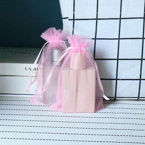 Eleganta presentpåsar för små teer, dragsko av organza, återanvändbara nätpåsar av klar tyll, perfekta för att hålla smycken, presenter, små snacks, idealiska