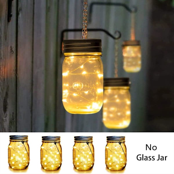Solar Mason Jar-lampor, Stämningsfulla ljusslingor för inomhusbruk, Hem, Trädgård, Bröllop, Festdekorationer, Vattentäta Fairy Jar-lock, Energi