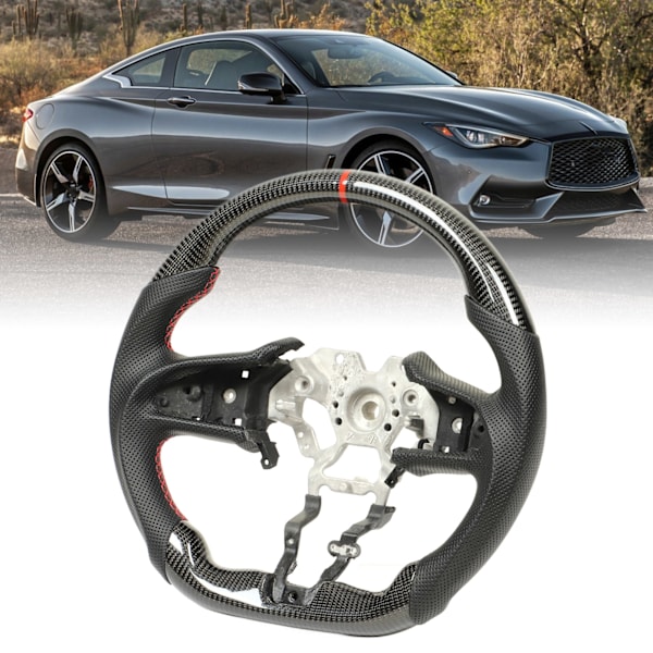Kulfiber Rattet Perforeret Læder Rattet Udskiftning til Infiniti Q60 2017 til 2022