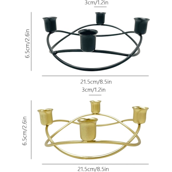 Konisk Adventslys, Julelysring for Julefeiringer, Rustbestandig Jernkonstruksjon med Solid og Stabil Base, Elegant Gull