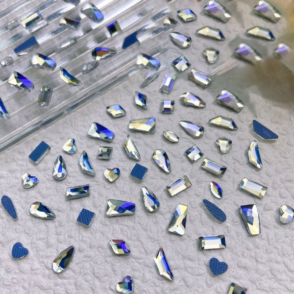 150 stk Crystal Nail Rhinestones Sæt, Multi-Shape 3D Diamond