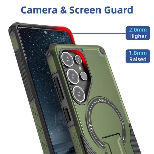 Kompatibel med Samsung S26 Plus – Usynlig stativ, magnetisk, fallsikkert hardt etui (blått) Blue Samsung S25 Plus