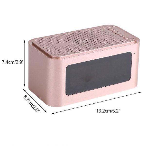 Multifunktionell Bluetooth Digital Väckarklocka LED Stereo Högtalare FM-radio/MP3-spelare/TF Roséguld