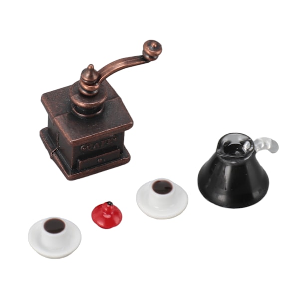 3 Set Dockhus Miniatyr Kaffebryggare 1:12 Kvarn Gryta Ornament Simuleringsmodell Leksaker