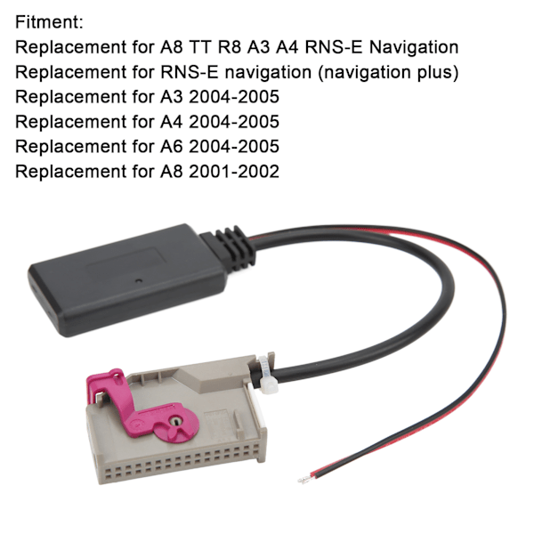 32-polet Bluetooth AUX IN Adapter Audiokabel Udskiftning til A8 TT R8 A3 A4 RNSE Navigation