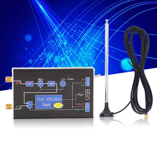 RTL SDR -vastaanotin 100 kHz‑1,7 GHz Ohjelmisto Radio Täyskaista USB Viritin Vastaanotin Ilmailulle