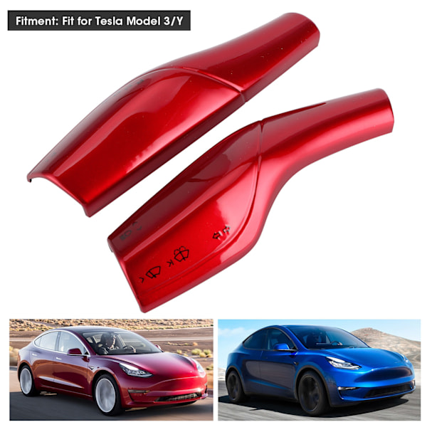 Rattstyrningsvredskydd, Vredskydd för Vindrutetorkare, Dekor för Tesla Model 3/Y Röd