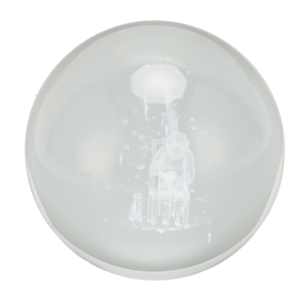 3D Krystal Kugle 3,1 tommer i Diameter med Belysning i Træbase, USB-Strøm, Krystal Kugle Natlampe til Familie, Soveværelse, Kontor