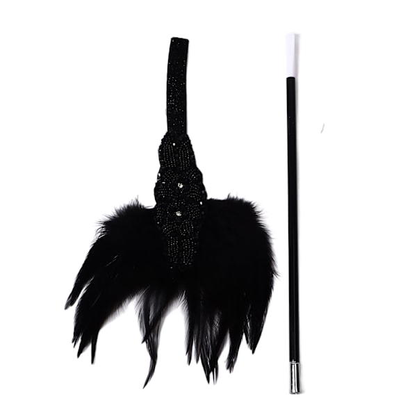 5 stk Festdrakt Hodebånd Fjær Hodepynt Kunstig Perlekjede Rhinestone Øredobber Hansker Cosplay Sett