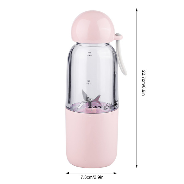 EGOGO Mini Bärbar Elektrisk Fruktjuiceblender USB Laddningsbar 7.4V (Rosa)