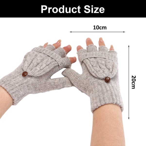 2st uppfällbara varma handskar stickade handskar dam vintervarma handskar
