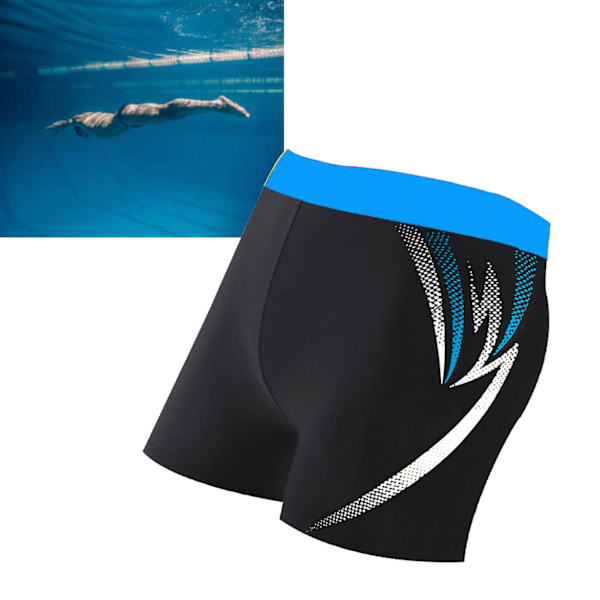 Män Badbyxor Snabbtorkande Stretch Andningsbar Slim Fit Knyt Midja Mode Print Män Badkläder för Simning Himmelblå XL (80-100kg / 176.4-220.5lb)