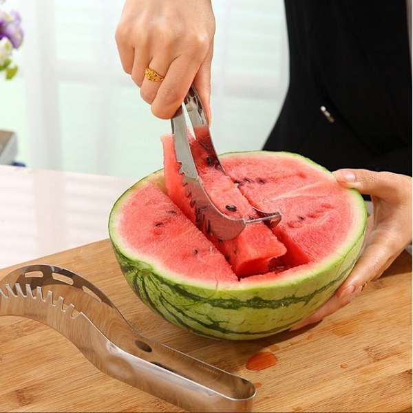 Servera Enkelt & Snabbt, Perfekt Skivad, Vattenmelonskärare med Väderkvarn, Supertålig, Multifruktanvändning, Högkvalitativt Rostfritt Stål