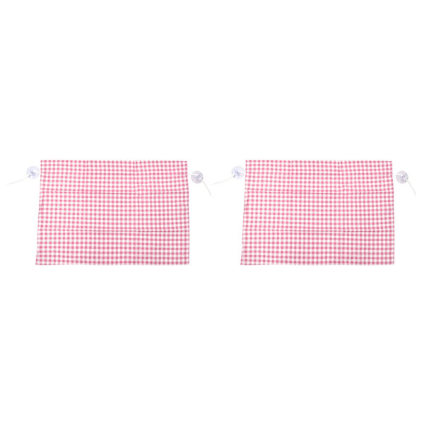 2 st Grid Design Anti Ultraviolet Bilgardin Sida Bilfönster Solskydd med Sugkopp Rosa Rutig