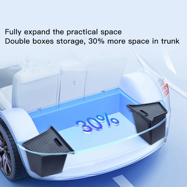 1 par Bagasjerom Oppbevaringskasser Side Organiser Bokser Erstatning for Tesla Model Y 2020 til 2023 med Lokk