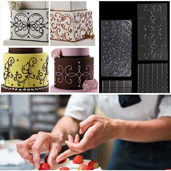 Tårtdekoration DIY-verktyg, hållbara tvättbara med kallt vatten, klassiska mönster texturdesignform, fondant-imprimeringsmattor för kakbakning och desserter