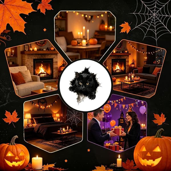 Halloween Spooky-Themed Wall Decals for Home Decor, Halloween 3D Wall Decals - C