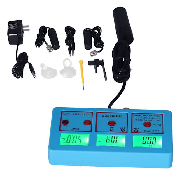 PH-118 Multiparameter Vattenkvalitetsmätare LCD Bakgrundsbelysning ORP PH EC TDS CF TEMP Testare Mätare US Kontakt 110V