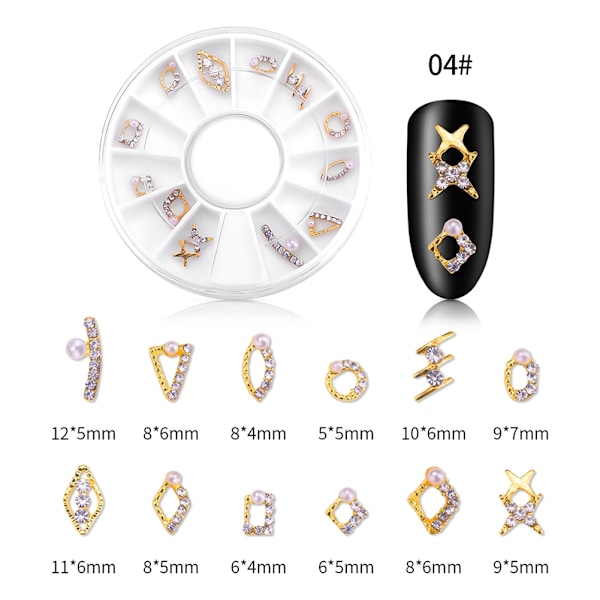 1 Ask Nagelkonst Dekoration Naglar Rhinestone Manikyr DIY Tillbehör Verktyg (04Rhinestone legering)