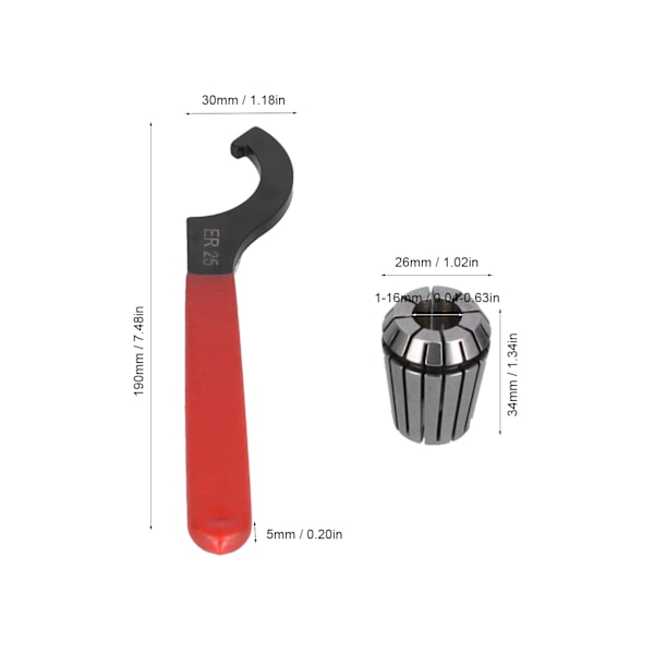 ER25 Jousitoiminen Puristimet Morse-kartio Liitäntäakseli Kolkki Chuck Morse-pidike Avaimen Jousitoiminen Kolkki Sarja MTB4-ER25-M16
