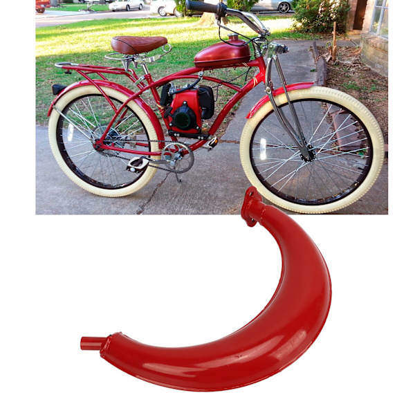 Avgassdämpare Röd Avgassilencer Rör Halvmåneform 40mm Ersättning för 49cc 60cc 66cc 80cc 2-taktsmotor
