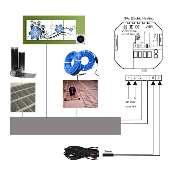HY316 WIFI VVS Styringstermostat Smart Termostat Temperaturregulator Bærbar