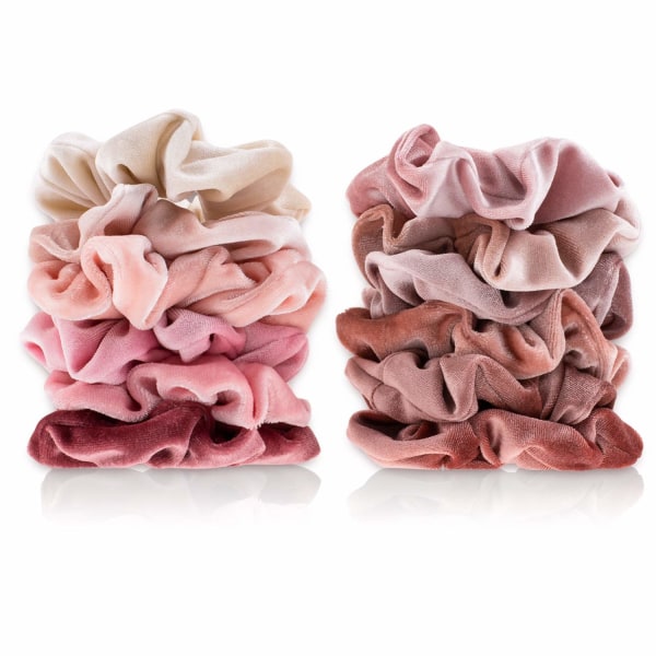 Blush Theme Hår Scrunchies Sammet Elastics Rosa Älskare