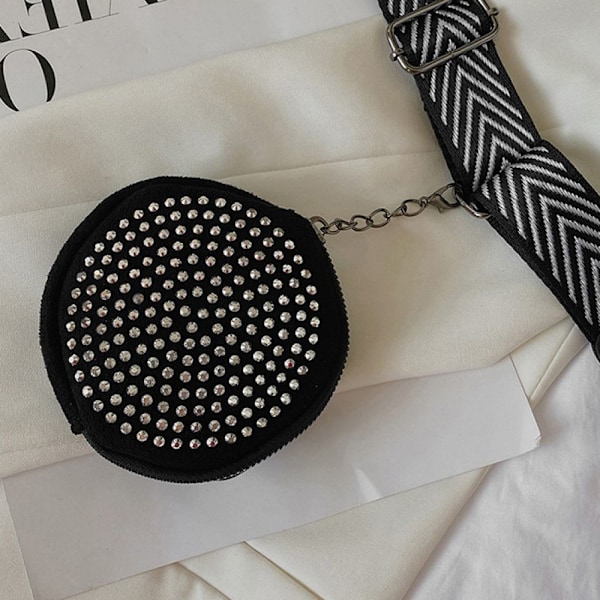 Glittrande Rhinestone Magväska, Högkvalitativa Läder Midjeväskor För Kvinnor Med Mångsidiga Alternativ För Crossbody-väska, Smidig Dubbel Dragkedja För Säker Förvaring
