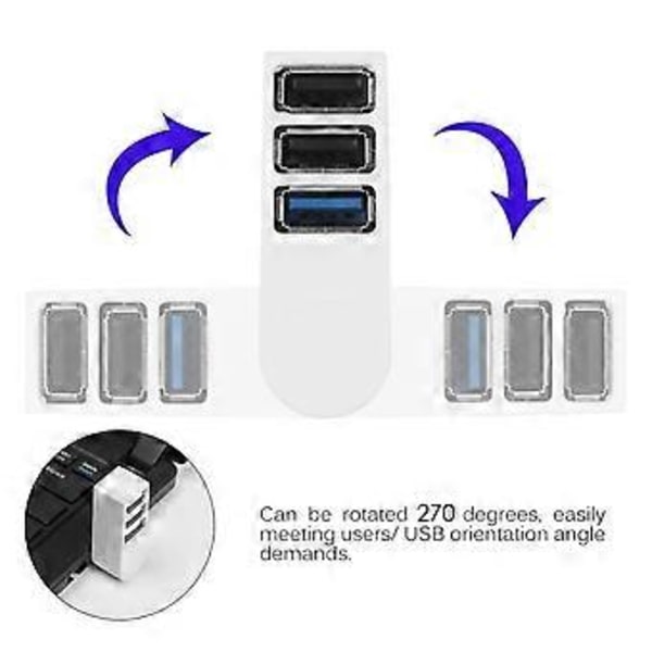 1 stk. Høj Hastighed USB 2.0/3.0 HUB Multi USB Splitter 3 Porte Expander Multiple USB