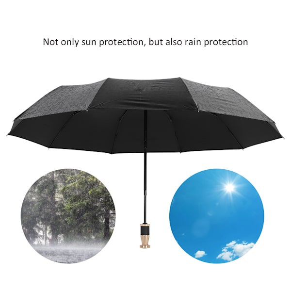Sol- og Regnparasol Vandafvisende Automatisk Åben Lukning Anti-UV 10 Ribber Kompakt Foldbar UPF50+