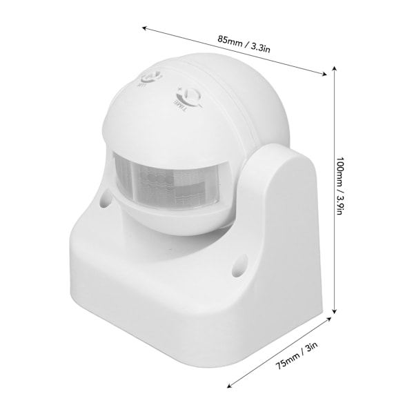 Rörelsesensor Detektorbrytare Vattentät Intelligent Strålningsfri ABS-Hölje Infraröd PIR Rörelsesensor AC110‑240V Vit