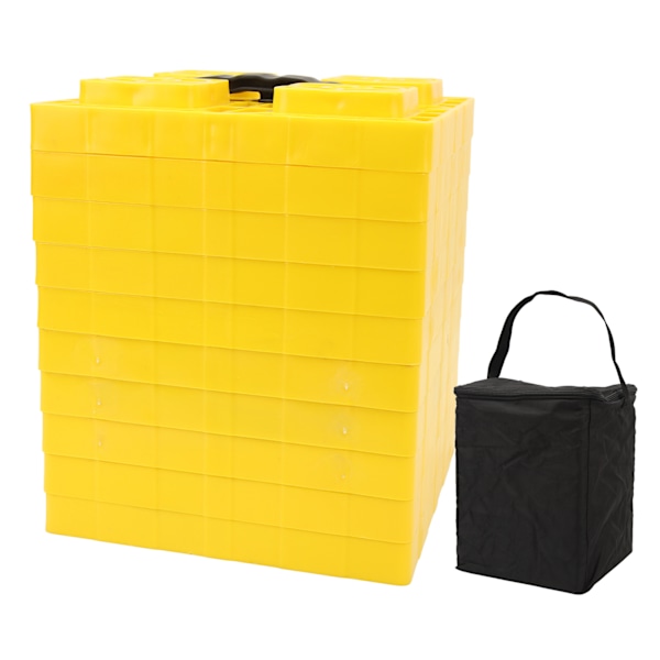10 stk Campingudstyr Nivelleringsblokke Antislip Puder Design Heavy Duty Nivelleringsblokke med Opbevaringspose til Nivellering af Enkelt- og Dobbelthjul