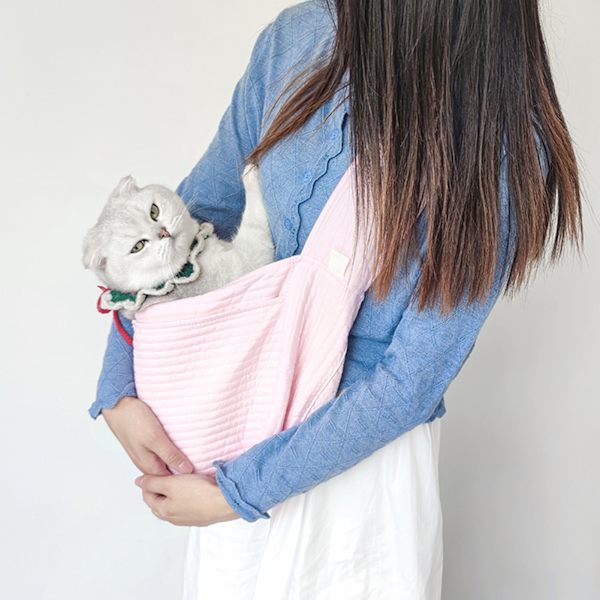 Husdjurssele Bärsele Bärbar Canvas Handväska Hund Enkelsidig Bärsele för Utomhusresor Lämplig för Husdjur Under 6,5 kg/14,3 lb Rosa
