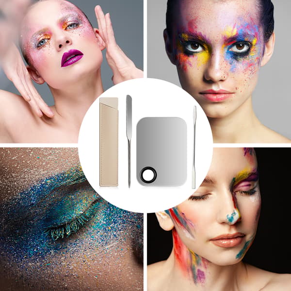 Makeup Artists Essential, Makeup-spatel i rustfrit stål, glat overflade, let at rengøre, holdbart rustfrit stålmateriale til blandingspalettesæt