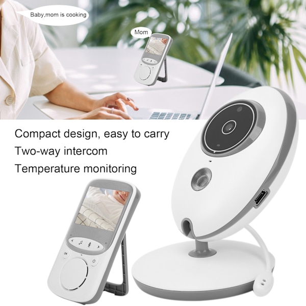 2,4G Digital Trådløs Babyalarm Sikkerhedskamera To-vejs Intercom Babyalarm 100‑240VEU Stikkontakt