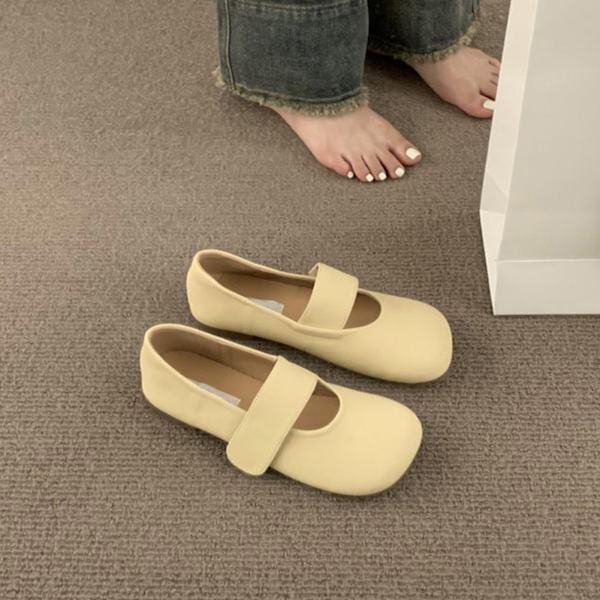 Damskor Bred Rem Enkel Slätt Söt Elegant Stilren Halksäker Mjuk Sula Retro Ballerina Present Aprikos 38
