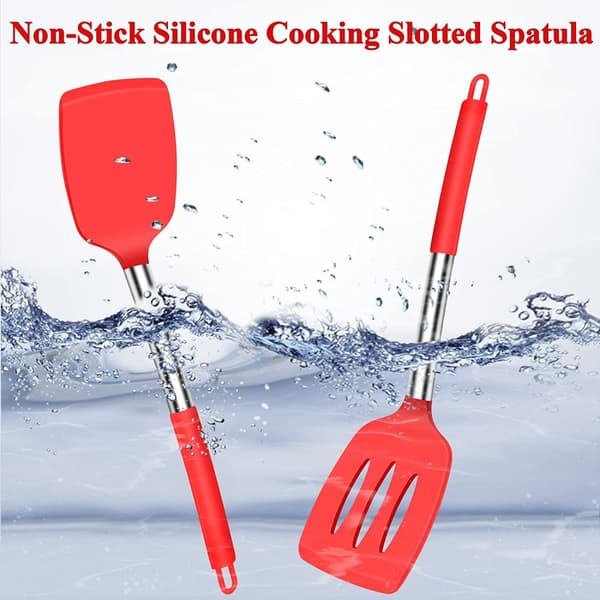 Professionell kock köksredskap, silikon solid stekspade, non-stick slitsade köksspatlar för effektiv matlagning och bakning, diskmaskinsvänlig