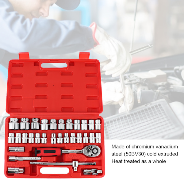 32-dels DR-hylsesats 1/2 tum Ratschhylsa Nyckel Snabbkopplingsskruvmejsel Bilreparation Verktyg
