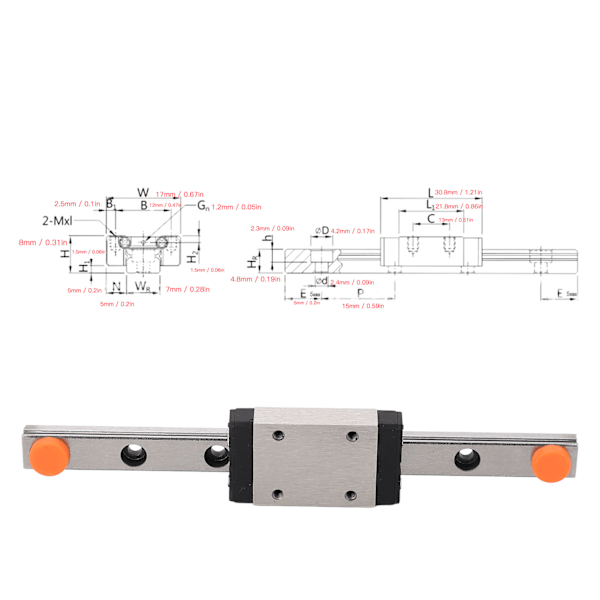 100mm Lineær Skinne Miniature Guide Skinne med Udvidet Glideblok til CNC Maskinværktøj 3D Printer