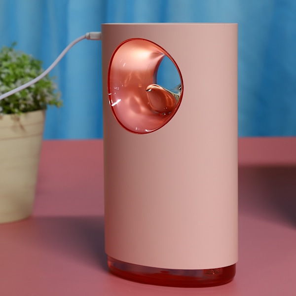 400ml Luftfukter USB Musikk Mini Luftfukter Nattelys for Hjem Kontor Rosa