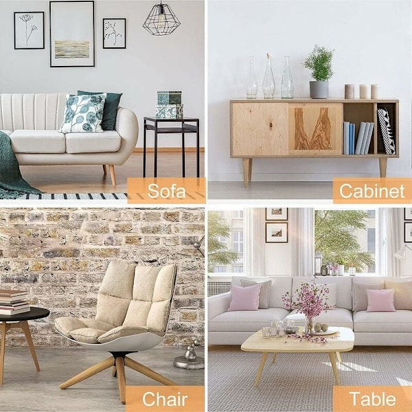Möbelben, Massivt Hårdträ Ek Rundstav för Modern DIY-möbeldesign från mitten av århundradet, Enkel Installation för Soffbord, Soffa, Säng, Inkluderar Golvskydd