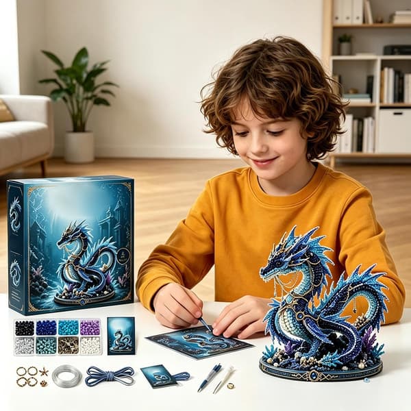 Liten 3D Perledyr Håndverkssett: DIY Dyreperesett – Dragesett