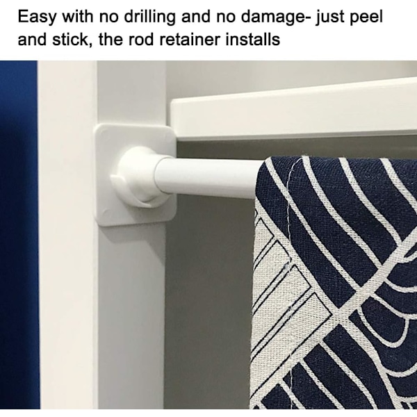 Självhäftande Duschstångshållare, Elegant Design Gardinstångsfäste för Slät Yta, Ingen Borrning Krävs, Vattentät, Verktygsfri