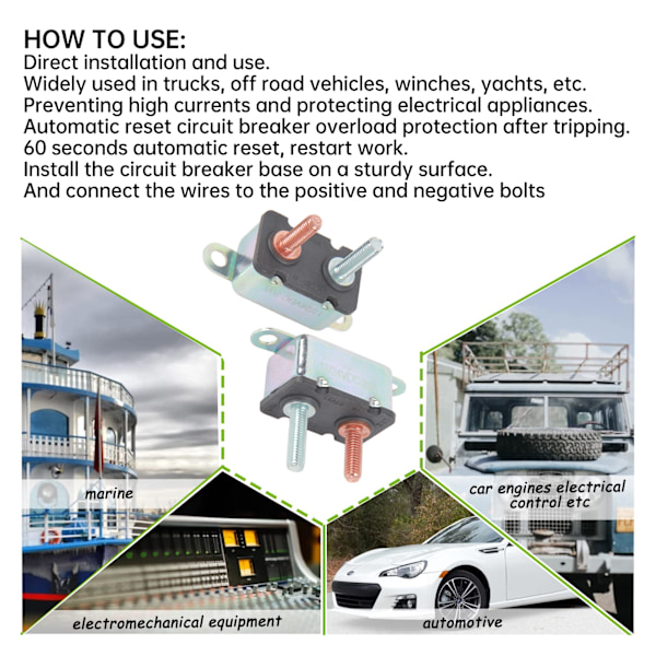 Automatisk Tilbakestillingsbryter 12V 24V Stud Bolt Bryter for Bil Skip 20A