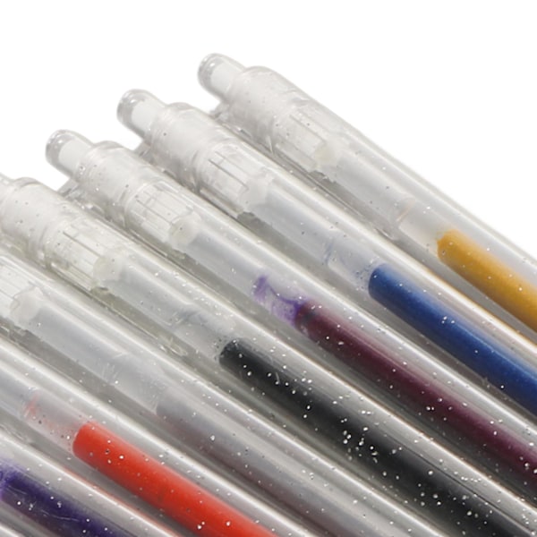 Glitter Infällbara Gelpennor Transparent Pennhållare 1.0 mm Bläck Glitter Färgade Pennor Set med Pennklämma för Barn Vuxna 8 Färger