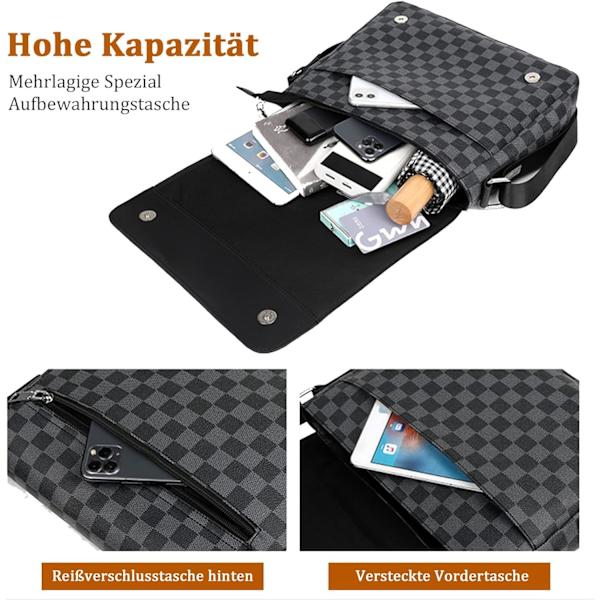 JRUKM Herr Stor Kapacitet Rutmönster Flerfack Crossbody Väska En Axel Casual Pendlarryggsäck (Haig)