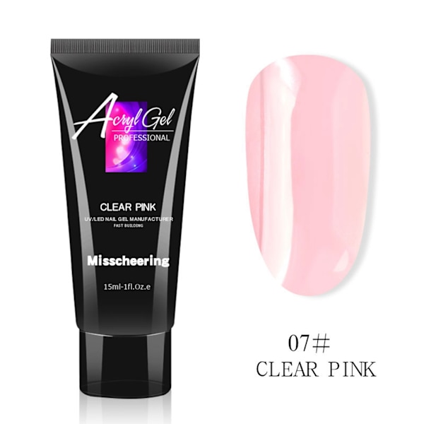 15ml Profesjonell Rask Krystall Negleforlengelseslim Manikyr UV Gel Builder 7#KLAR ROSA