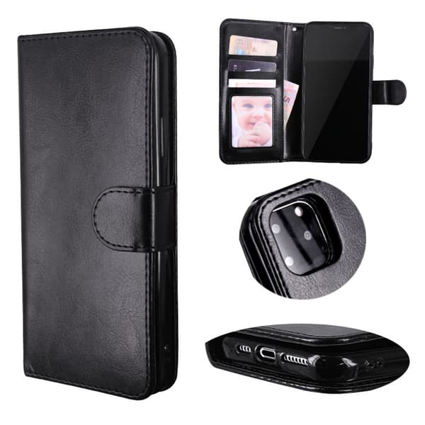 iPhone 14 Cover / Magnetisk 2-i-1 Wallet Cover - Vælg Farve! Sort