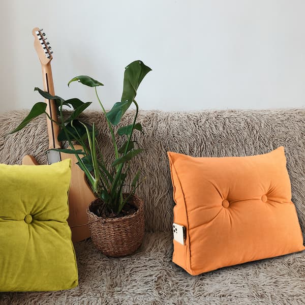 Triangulär Kil, Sänggavelkudde för Ergonomiskt Stöd och Dekor, Lyxigt Sammetöverdrag, Fluffig Högdensitetskudde, Perfekt för Läsning och